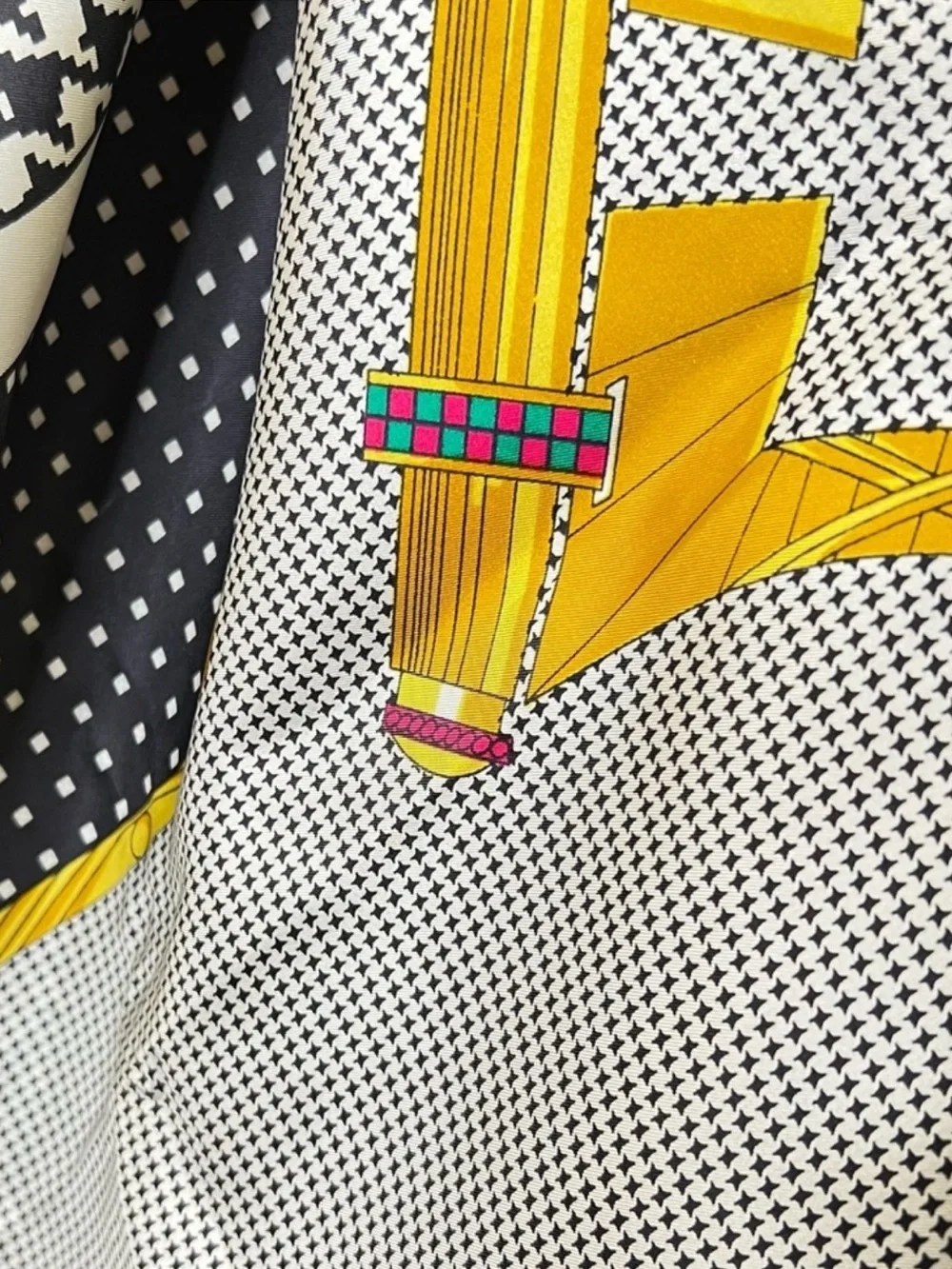 DIOR Scarf - Silk Houndstooth Monogram Bejeweled -  Authentic Christian Dior